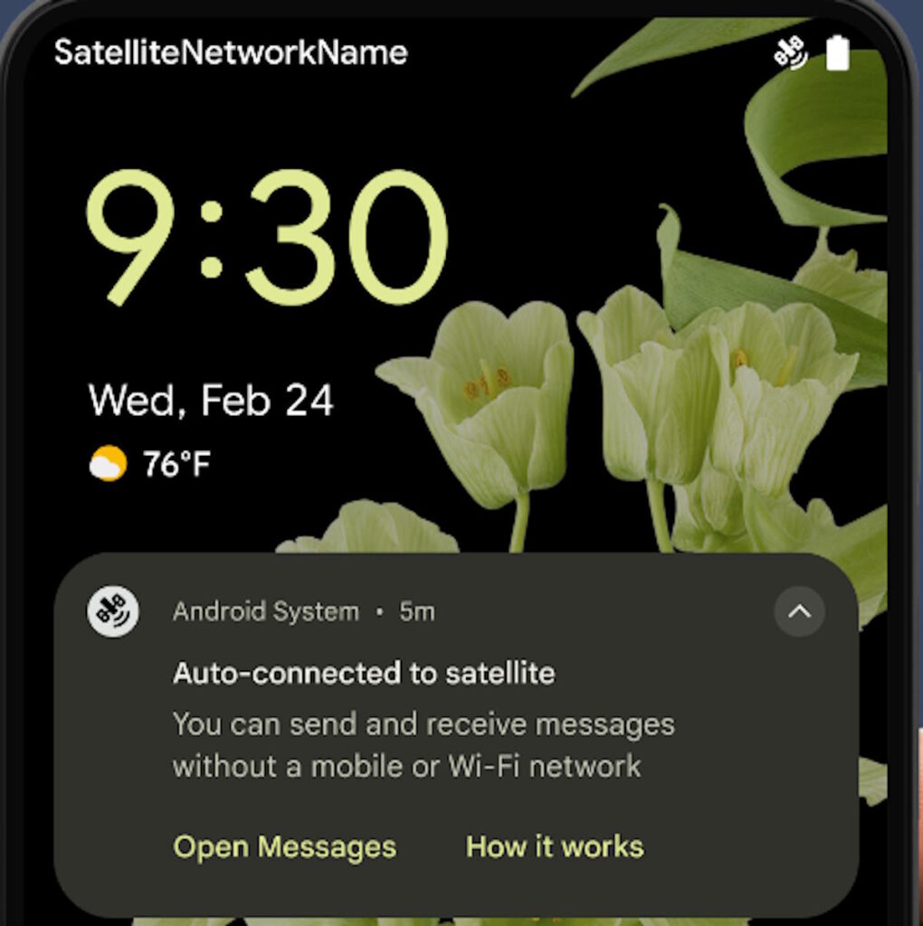 Android 15 Google comunicação satélite