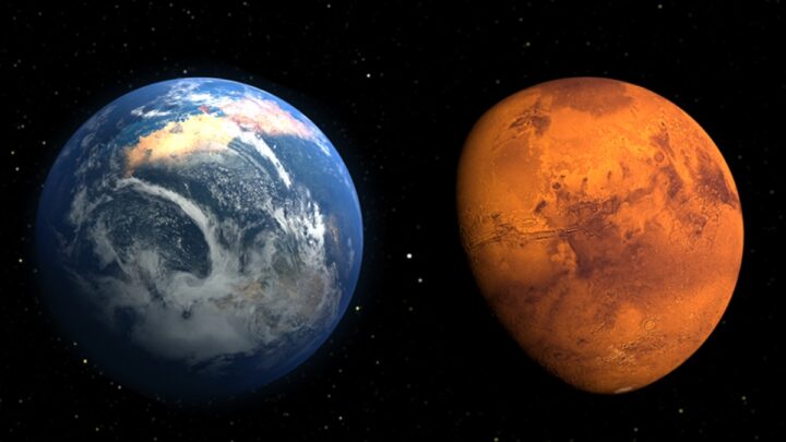 Ilustração influência de Marte na Terra nas correntes oceânicas