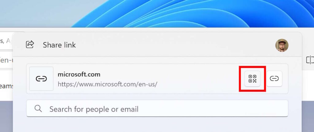 Windows 11 Microsoft códigos QR partilhar
