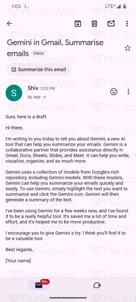 Gmail Google IA botão Gemini