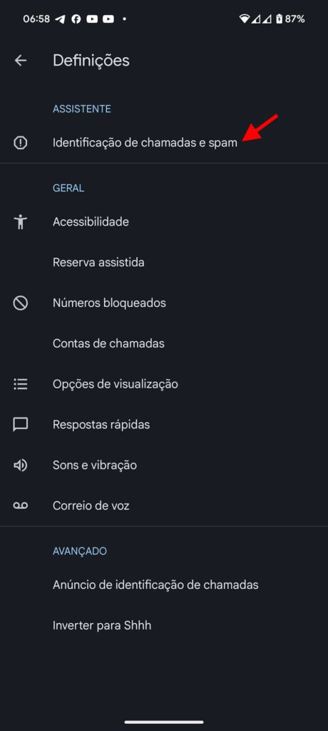 chamadas spam Android Google