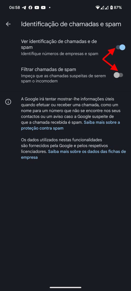 chamadas spam Android Google