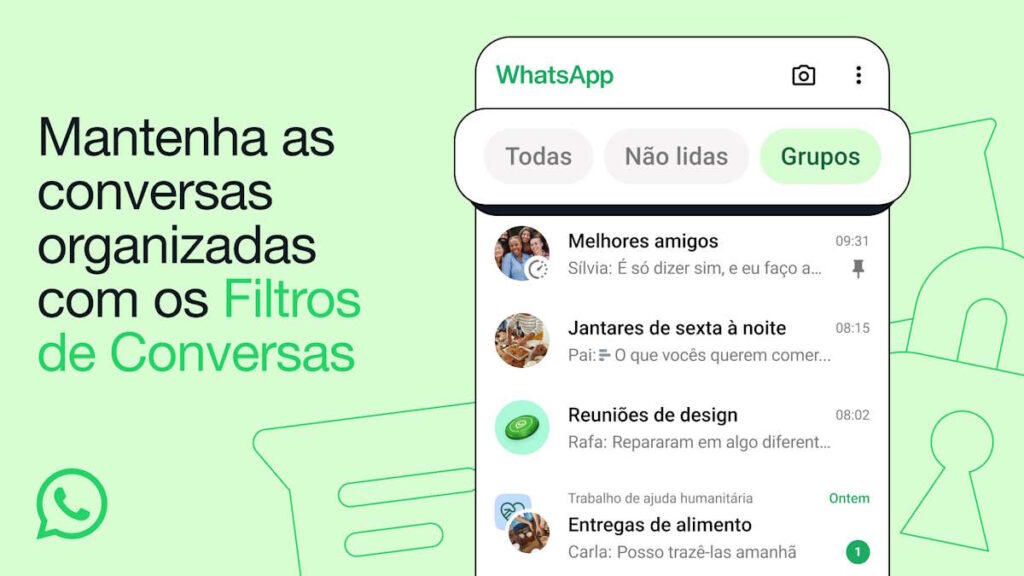 WhatsApp filtros conversas mensagens
