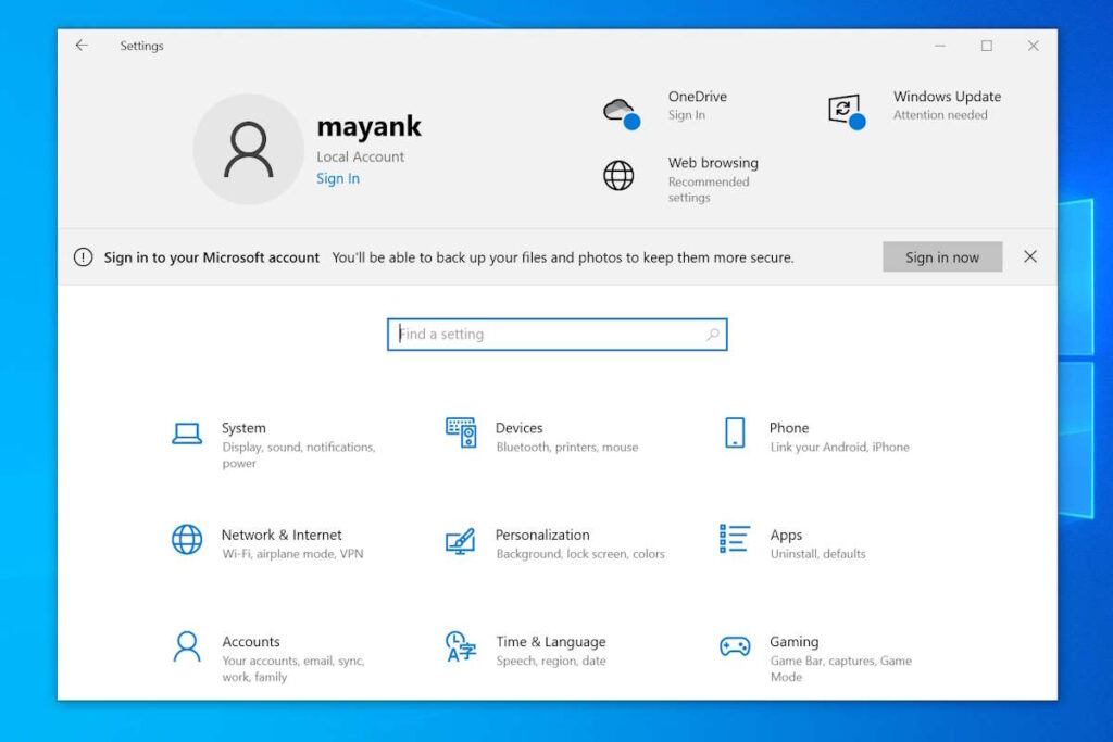 Windows 10 conta locais alertas Microsoft