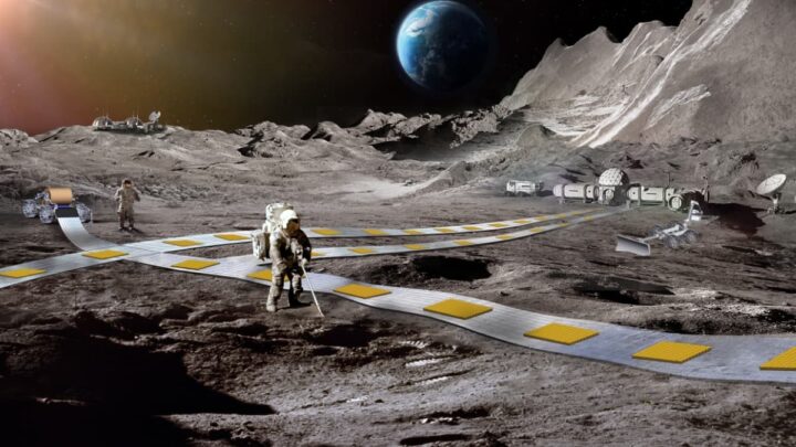 Ilustração do futuro comboio na Lua que a NASA quer construir