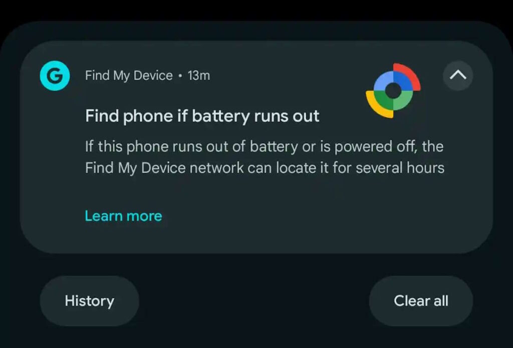 Pixel 8 Android Find My Device bateria rede