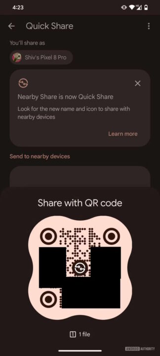 Android código QR Quick Share smartphones