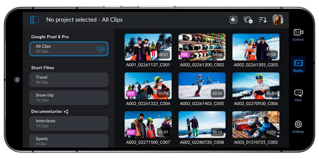 Android app Blackmagic Camera vídeo