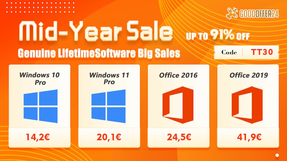 Grandes descontos em software na Mid-Year Sale da Goodoffer24