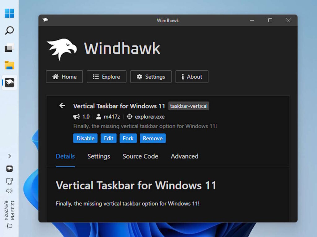  barra de tarefas do Windows 11 na vertical
