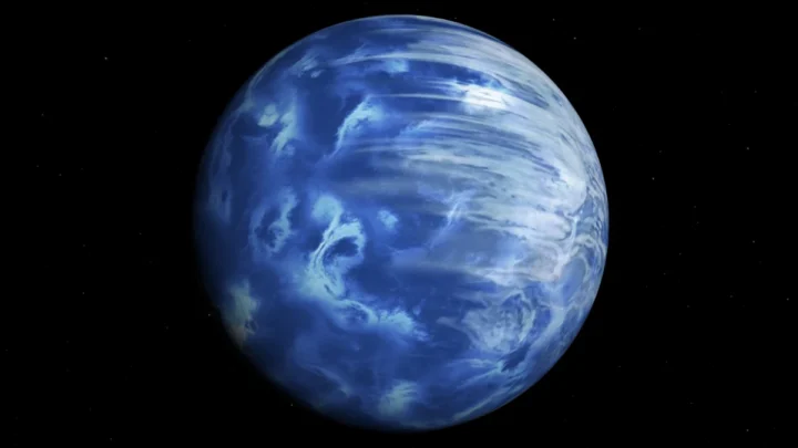 Ilustração do exoplaneta HD 189733 b, um sítio onde chove vidro e cheira a ovos podres.