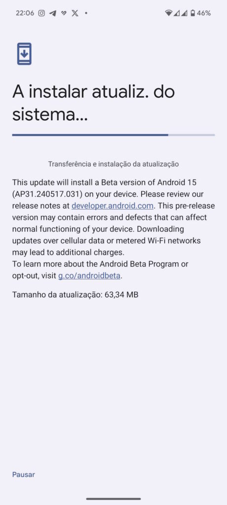 Google Android 15 beta problema ecrã