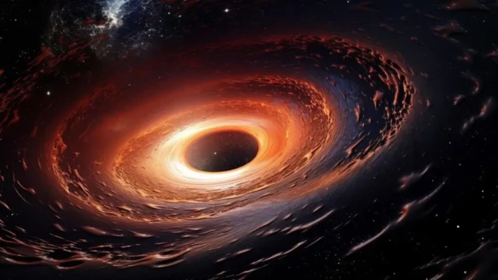 Ilustração de um buraco negro no centro da galáxia