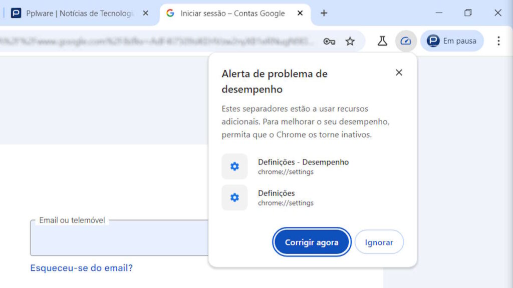Chrome Google browser problemas clique