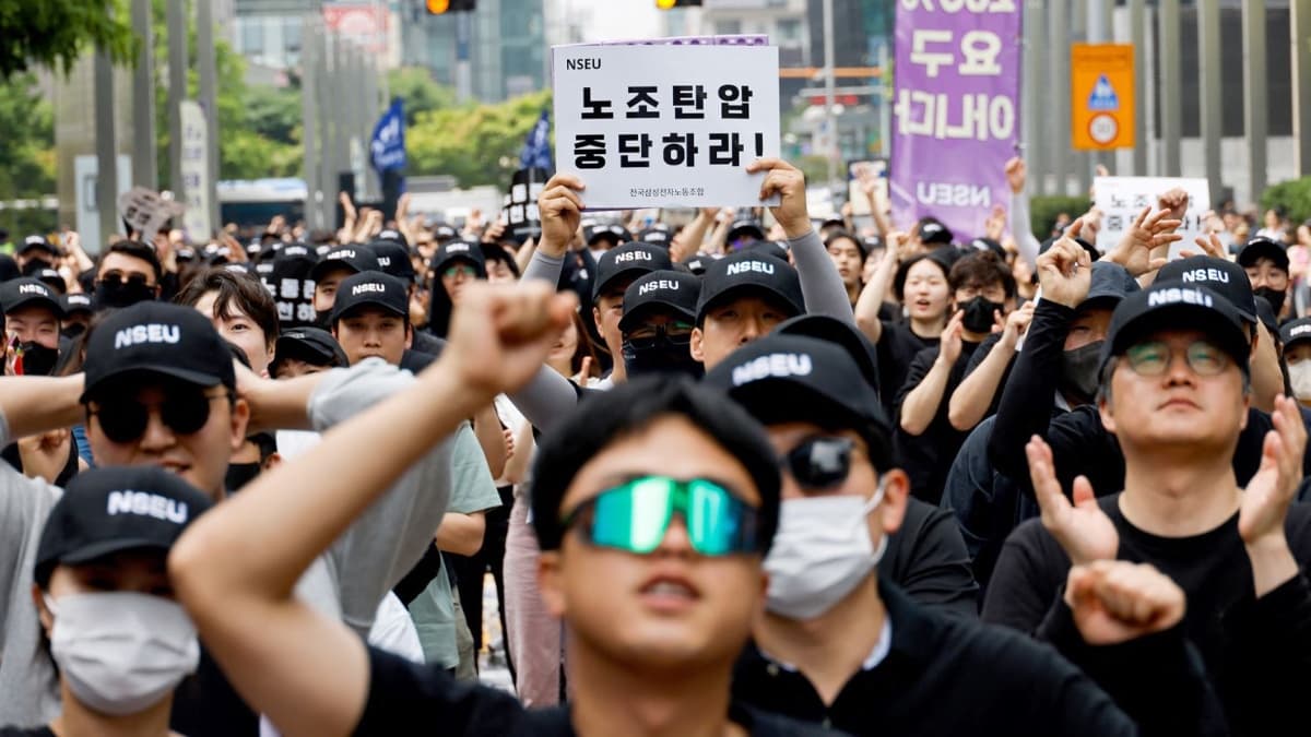 “Sem salário, não há trabalho”: um sindicato da Samsung declara greve
