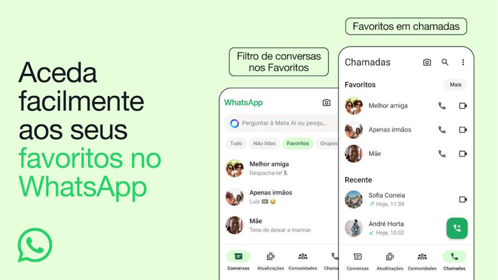 WhatsApp favoritos conversas chamadas filtro