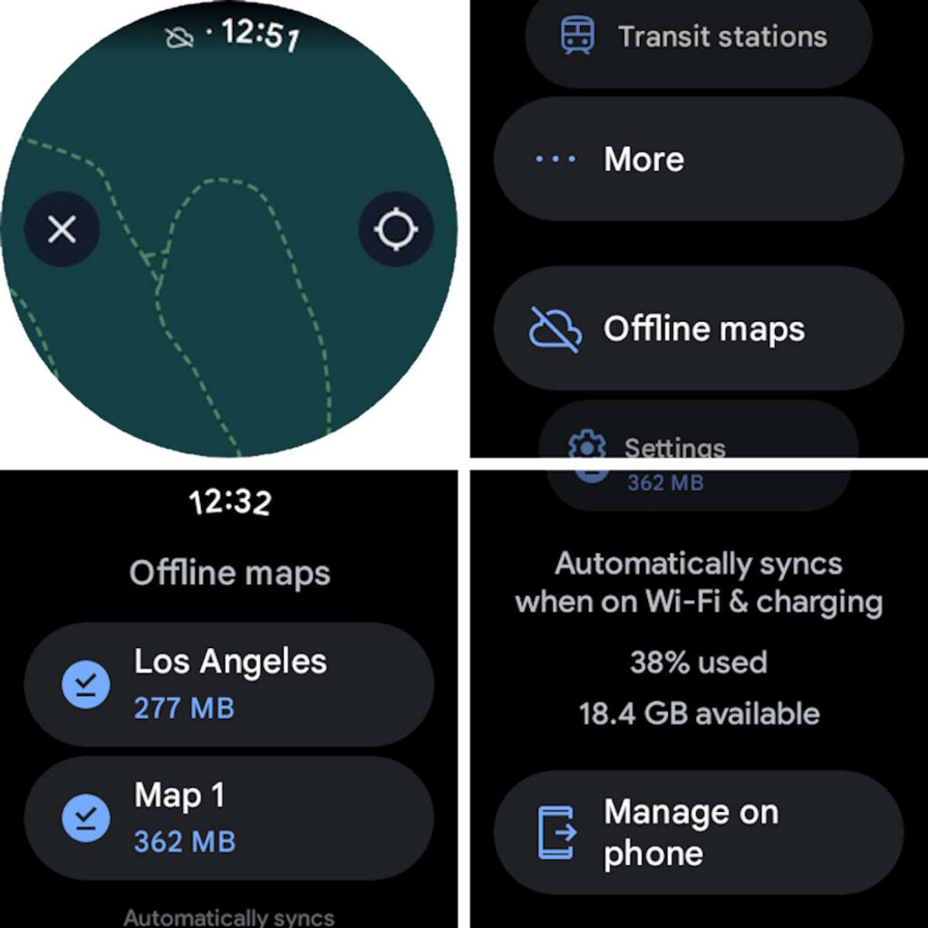 Google Maps Wear OS offline smartwatch smartphone