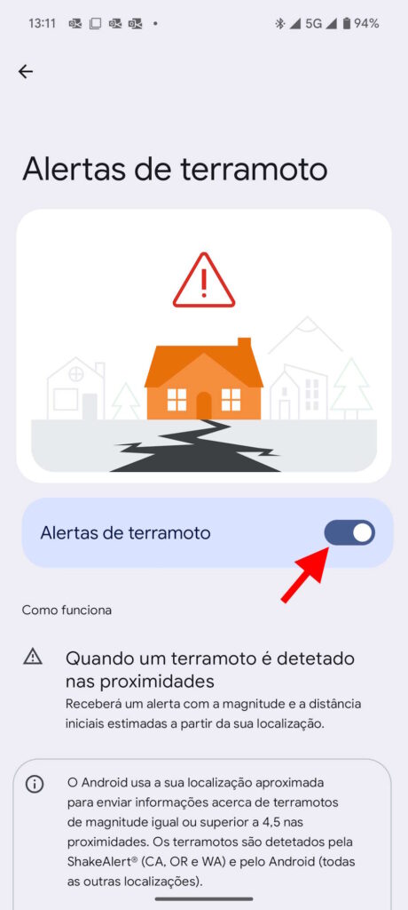 Android Google sismo terramoto