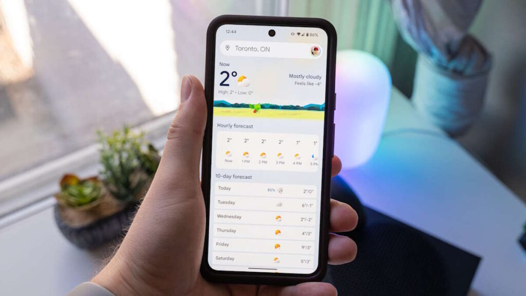 Android 15 Pixel 9 Weather tempo aplicação 