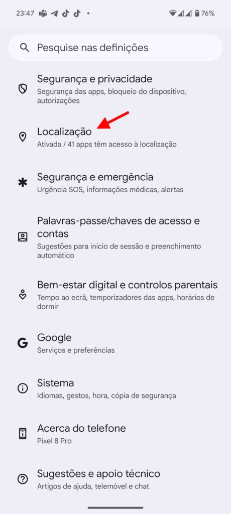 Android GPS localização smartphone