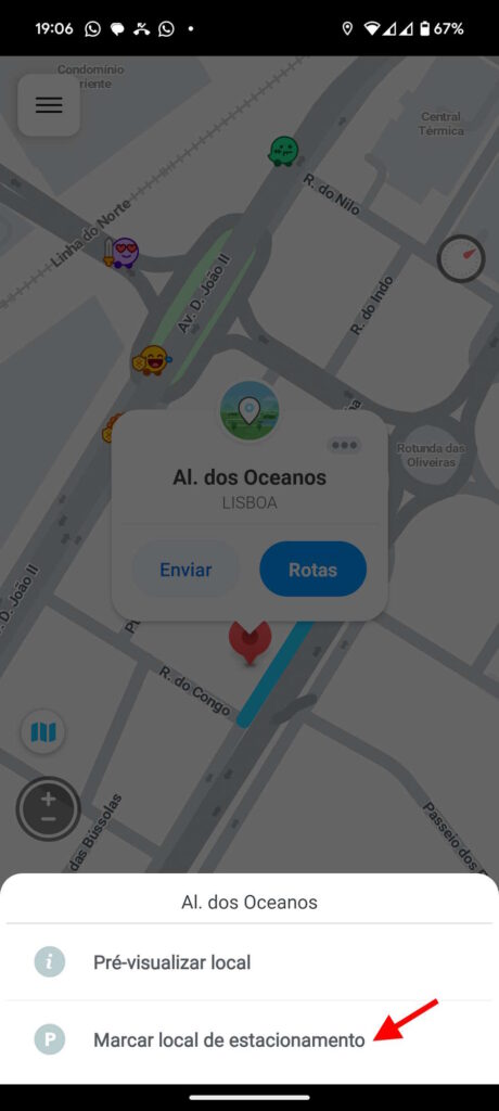 Waze carro estacionado ferramenta encontrar