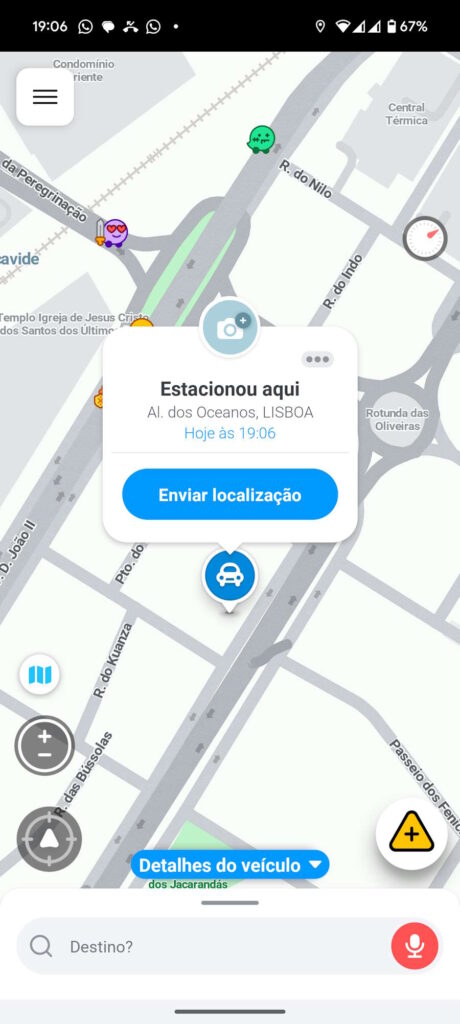 Waze carro estacionado ferramenta encontrar