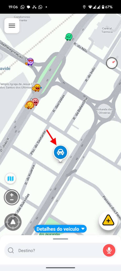 Waze carro estacionado ferramenta encontrar