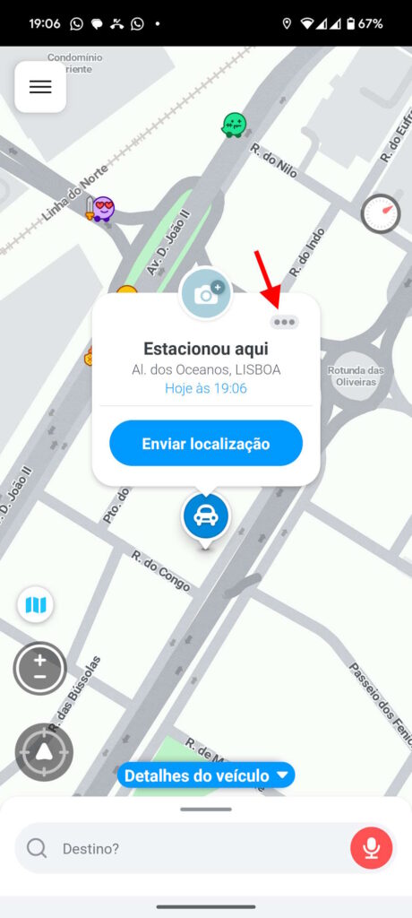 Waze carro estacionado ferramenta encontrar