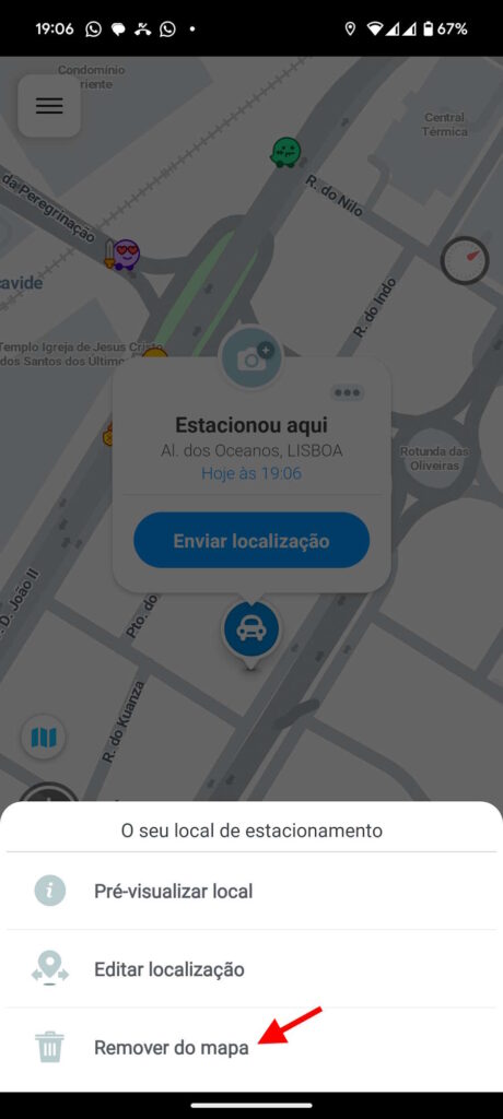 Waze carro estacionado ferramenta encontrar