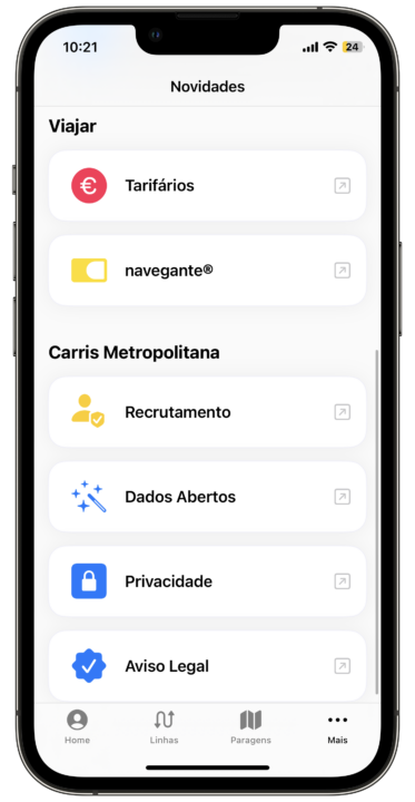 App da Carris Metropolitana