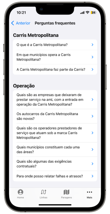 App da Carris Metropolitana