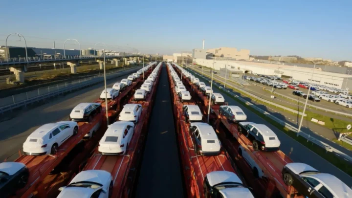 Imagem dos carros produzidos na fábrica da Audi em Bruxelas