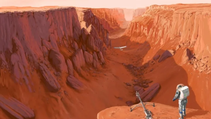 Ilustração do Valles Marineris de Marte