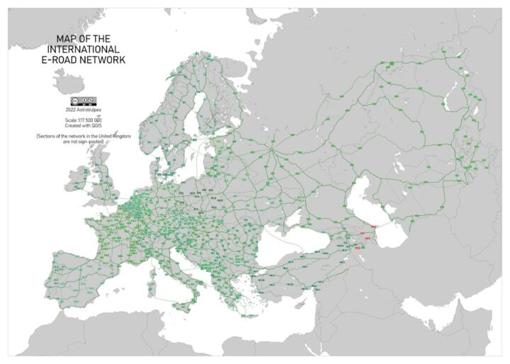 Mapa da International E-road network