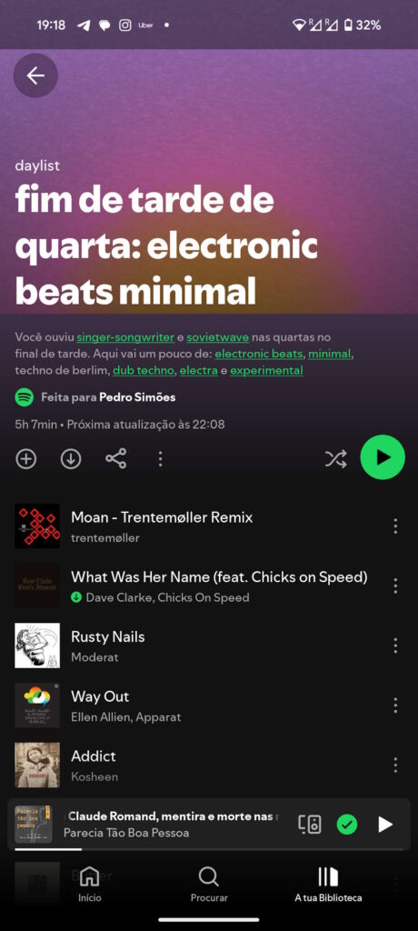 Spotify daylist música playlist