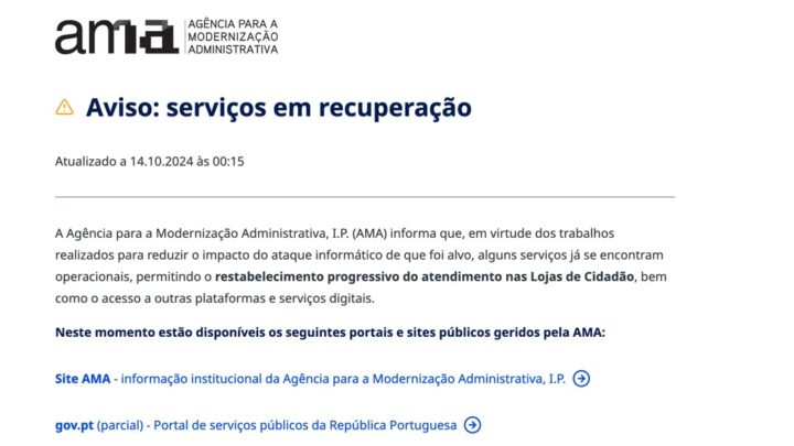 Ciberataque à AMA: quais os serviços que já estão operacionais