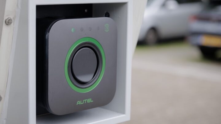 Photo of the charging point on a converted wind turbine