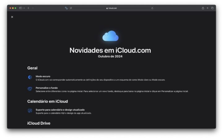 Imagem iCloud web