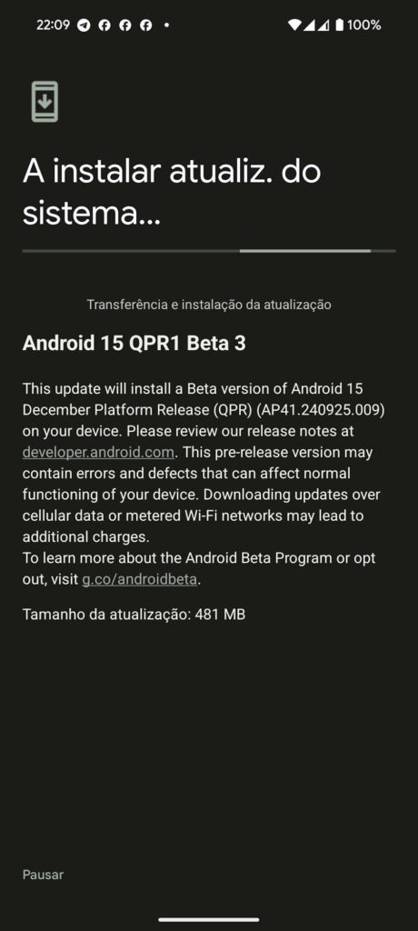 Android 15 Google QPR1 Beta 3 atualização smartphones