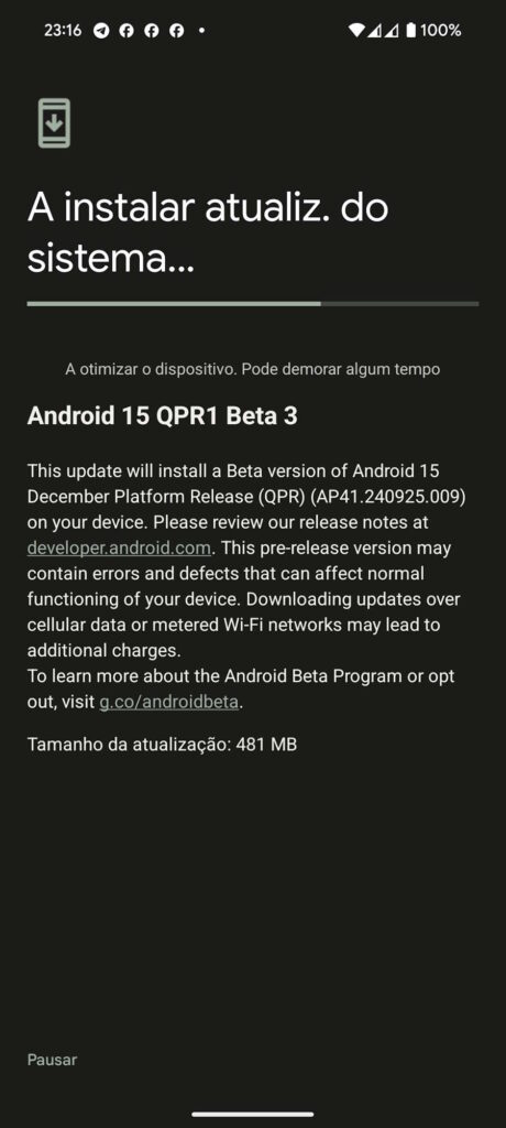 Android 15 Google QPR1 Beta 3 atualização smartphones