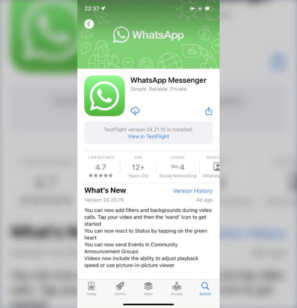 WhatsApp vídeo PiP iOS Android