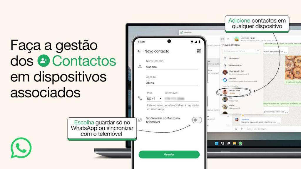 WhatsApp contactos melhorias dispositivos