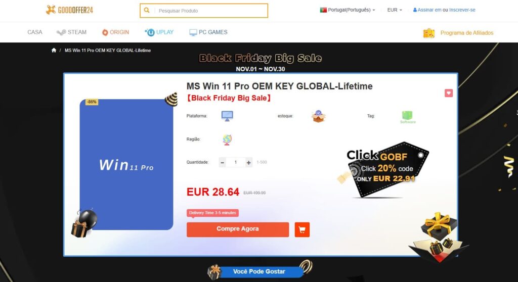Black Friday: Descontos imperdíveis em chaves digitais para Windows e Office