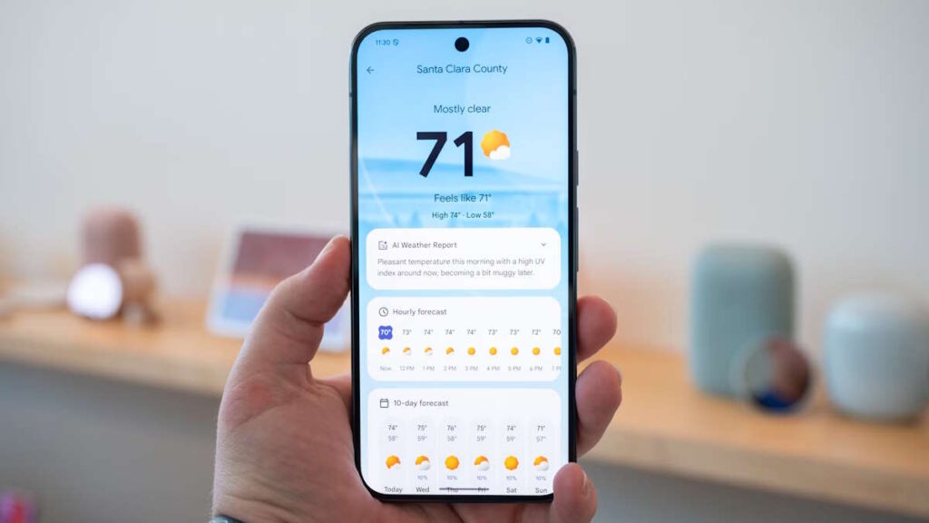 Google Pixel Weather tempo vibrações