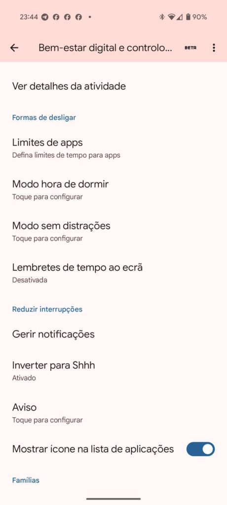 Android tempo ecrã Bem-estar digital