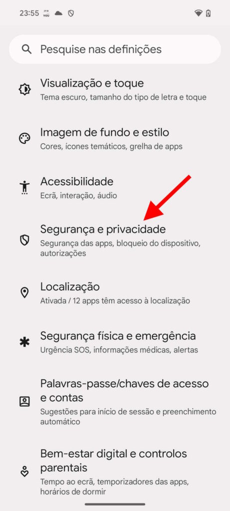 Android segurança PIN proteção