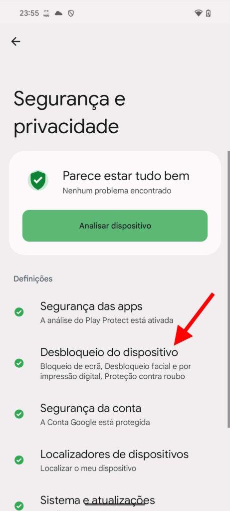 Android segurança PIN proteção