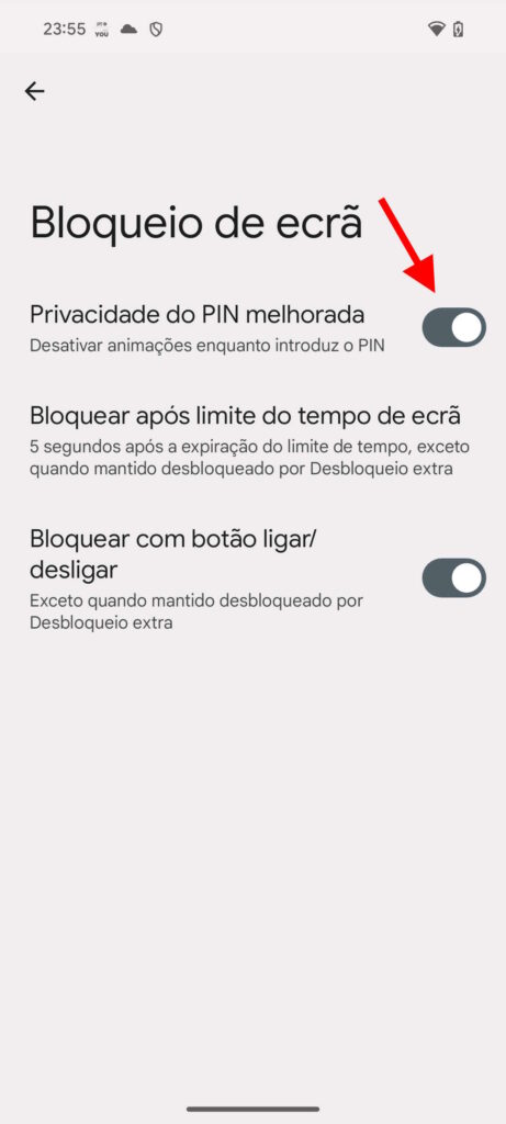 Android segurança PIN proteção