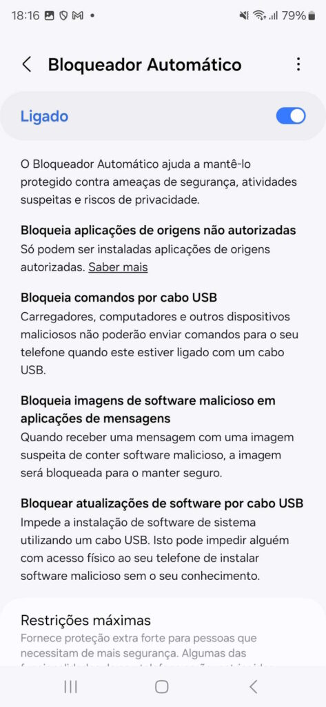 Samsung Galaxy Android Auto Bloqueador automático