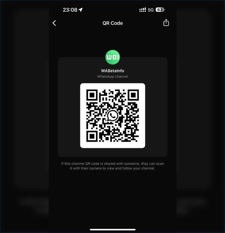 WhatsApp canais código QR partilhar
